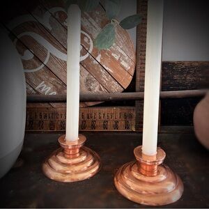 very unique and beautiful vintage copper candle holders